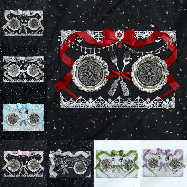 Gothic Classic Lolita Schmetterlingsschleife Ita Bag Einlegeplatte aus Metall in Weiß als Abzeichenhalter und Organizer-Board - Bild 1