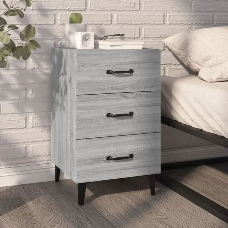 Vidaxl Nachttisch Modern in Grau aus Holzwerkstoff und Metall, B/T/H: 40 x 40 x 66 cm - Bild 1
