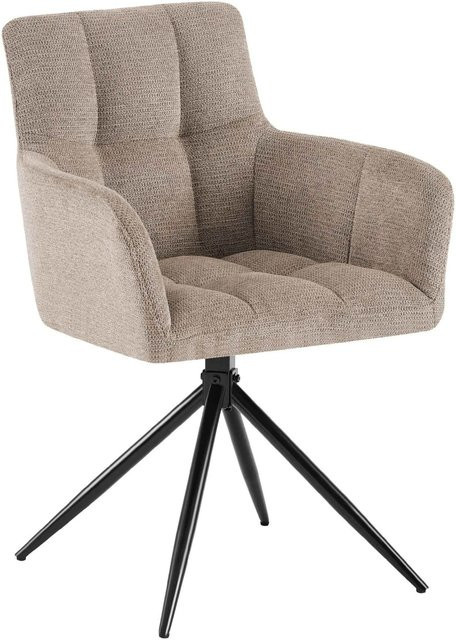 DELUKE Esszimmerstuhl DEBAS in Taupe mit Stoffbezug und Metallgestell, B/T/H: 59 x 59 x 87 cm - Bild 1