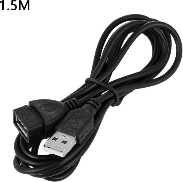 shixuJC USB Verlängerungskabel USB-A auf USB-A zum Laden und Datensynchronisieren, Schwarz, Länge: 1,5 m - Bild 1