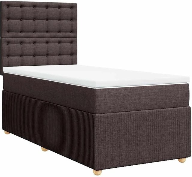 vidaXL Boxspringbett mit Matratze Dunkelbraun B: 90 cm, T: 190 cm, H: 140,5 cm mit USB-Ladeport und Unterbettbeleuchtung - Bild 1