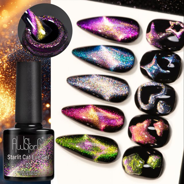 AWStorG Magnetgel Katzenaugen-Glitzer, 7,5 ml, bunt, semi-permanent - Bild 1