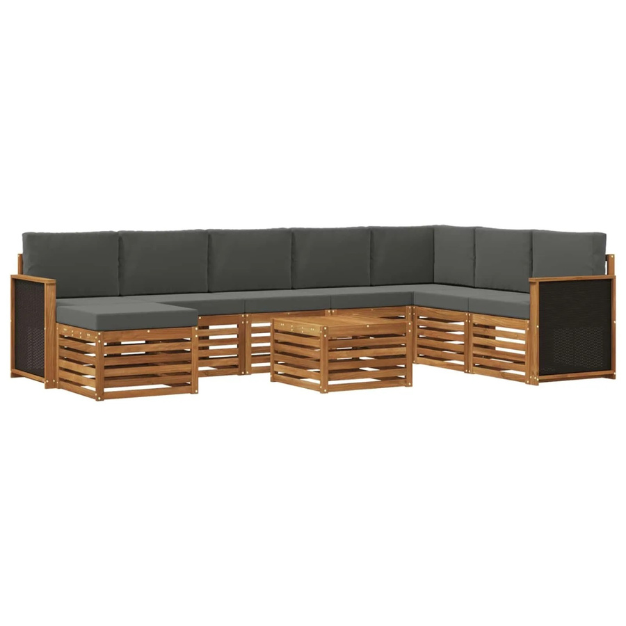 vidaXL Sofagarnitur aus Massivholz Akazie in Anthrazit mit Latten-Design und Armlehnen - Bild 2
