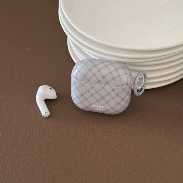 Glänzende Kopfhörer-Schutzhülle mit Diamantgitter-Muster für Apple AirPods 1, 2, 3, 4 und Pro in Grau-Blau - Bild 1