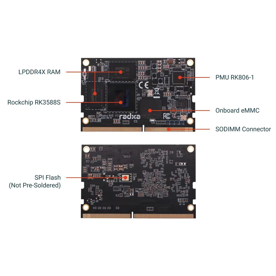 Radxa NX5 RK3588S Compute-Modul mit 8-Kern-CPU, GPU, NPU und 8K HDMI, Single Board Computer in Schwarz - Bild 2