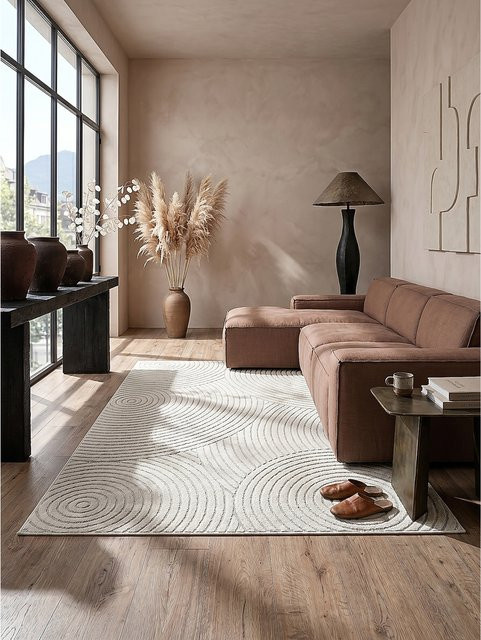 Outdoor-Teppich Niederflor Kadima Design in Beige mit Wellenmuster, B/B: 120 x 160 cm - Bild 1