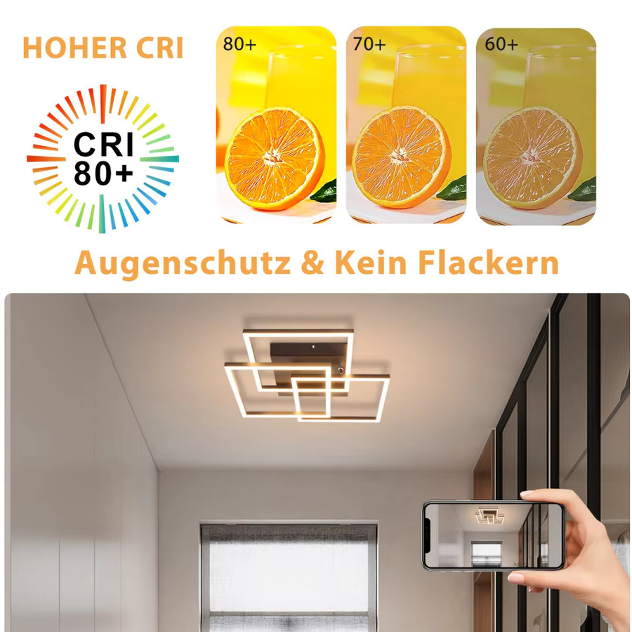 NETTLIFE Moderne LED-Deckenleuchte Schwarz, 36W, dimmbar mit Fernbedienung, Durchmesser: 40 cm - Bild 7