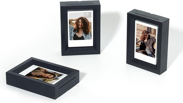 Shoemst Retro 3-Fächer-Fotorahmen für 3-Zoll-Bilder in Schwarz mit Ständer und Wandhaken - Bild 1