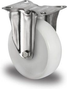 CASCOO Bockrolle Serie N0N0 mit Gleitlager aus Edelstahl und Kunststoff in Weiß, Durchmesser: 100 mm - Bild 1