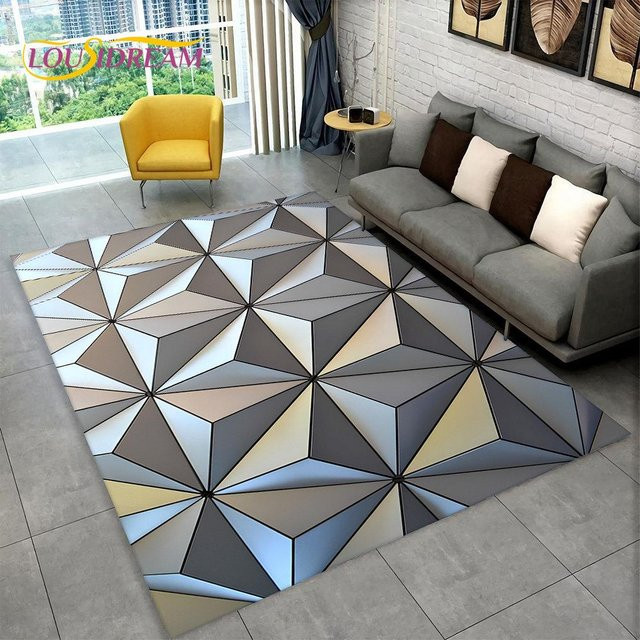 Karpetti 3D-Teppich mit modernem geometrischem Design, rutschfest und waschbar, Mehrfarbig, B/T: 120 x 80 cm - Bild 1