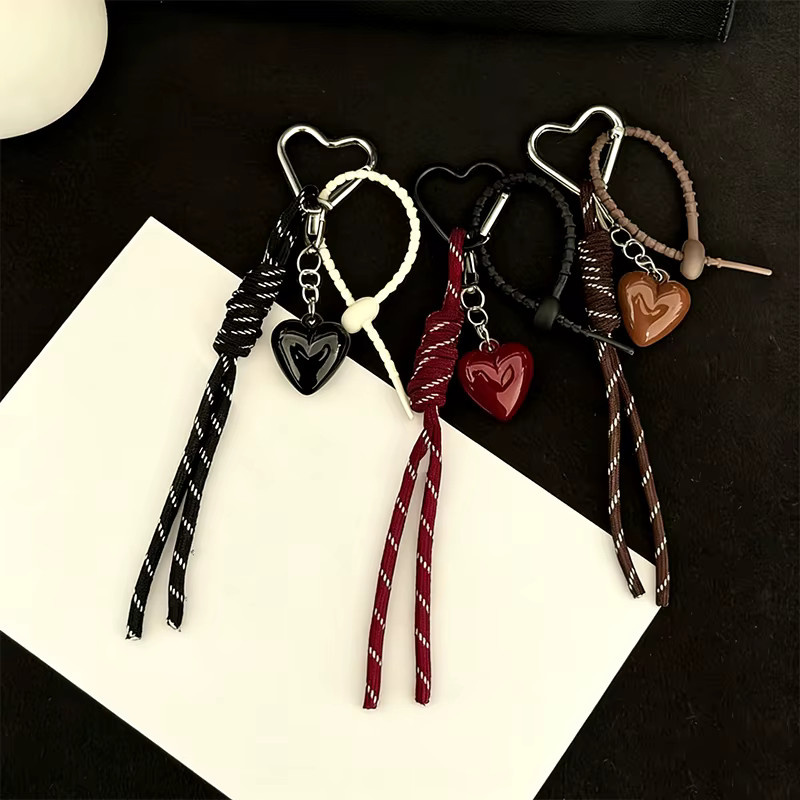 Yogodlns Schlüsselanhänger Herz-Lederband, Kirschschleife, Handy-Lanyard - Bild 2