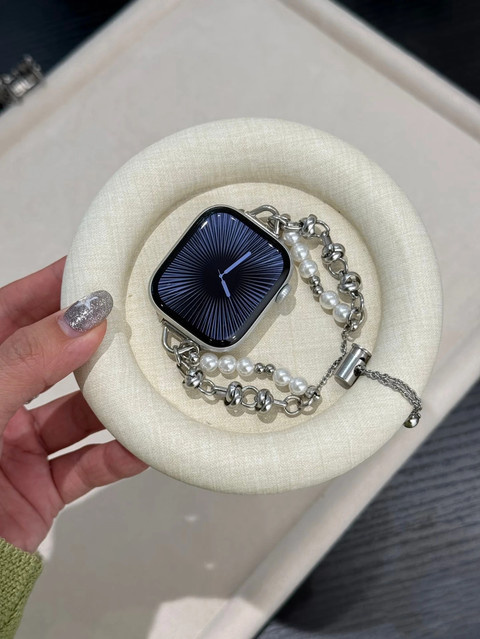 iwujiao Uhrenarmband Perle, Edelstahl, Silber, Damen - Bild 1