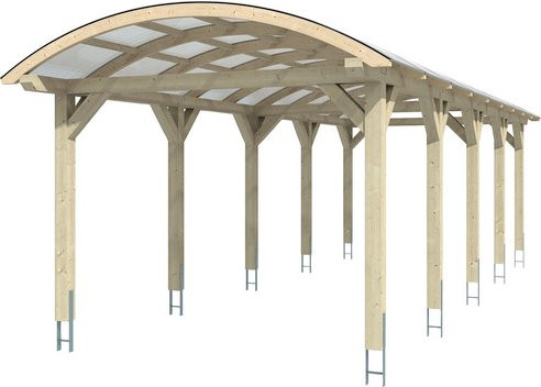 Skan Holz Carport Franken Bogendach mit Doppelstegplatten aus Polycarbonat, Farbe: beige, B/T/H: 376 x 969 x 293 cm - Bild 3