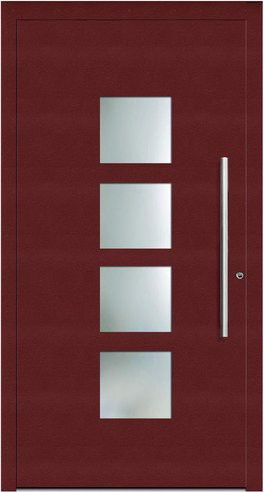 KNOCK Aluminium-Haustür Marte in Purpur-Rot mit Glaseinsatz und RC2-Schutz - Bild 1