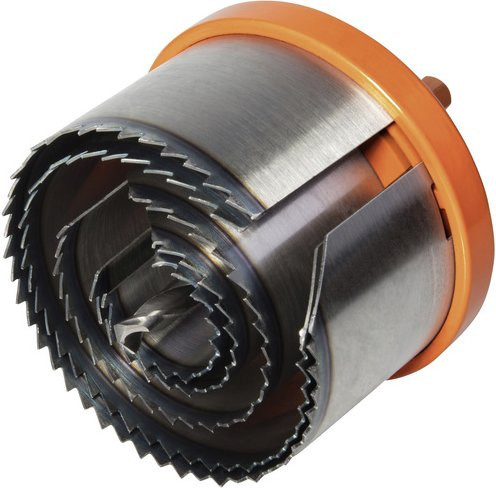 Wolfcraft Lochsäge 2220000 für Metall in Silber und Orange mit Durchmessern von 28 mm, 35 mm, 50 mm, 68 mm und 75 mm - Bild 1