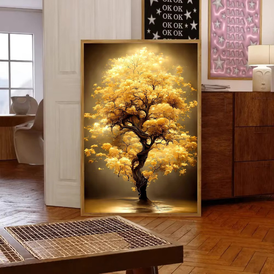 Kayou Wanddekoration Goldenes Geldbaum-Poster, selbstklebender wasserfester Papieraufkleber, Farbe: Gold, B/H: 15,0 x 10,0 cm - Bild 4