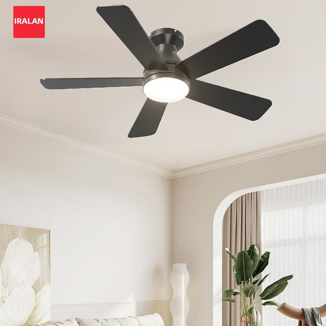 Moderner IRALAN Deckenventilator mit LED-Beleuchtung und Fernbedienung in Schwarz - Bild 1