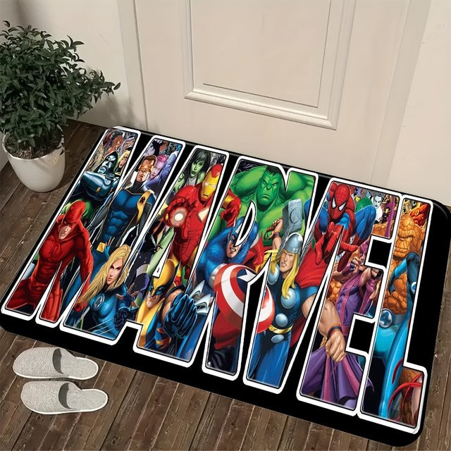 Beast Kingdom Marvel Cartoon Bodenmatte mit Iron Man, Captain America, Thor, Hulk, Spider-Man, Doctor Strange und Black Widow, Mehrfarbig, B: 60 cm, T: 40 cm, H: 1 cm - Bild 1