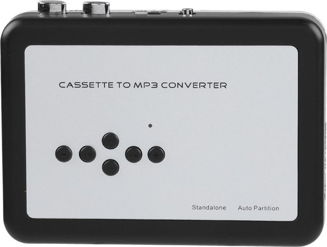 Igeteck Tragbarer Kassetten-zu-MP3-Konverter mit USB-C Anschluss, Audio-Musik-Player in Schwarz - Bild 1