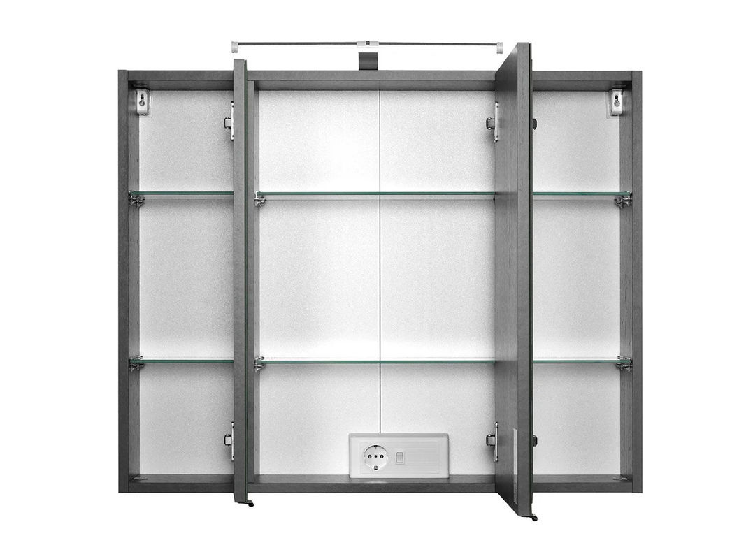 HELD Bologna 3D Spiegelschrank mit LED-Aufbauleuchte und Steckdose, Graphitgrau, B: 80 cm - Bild 2