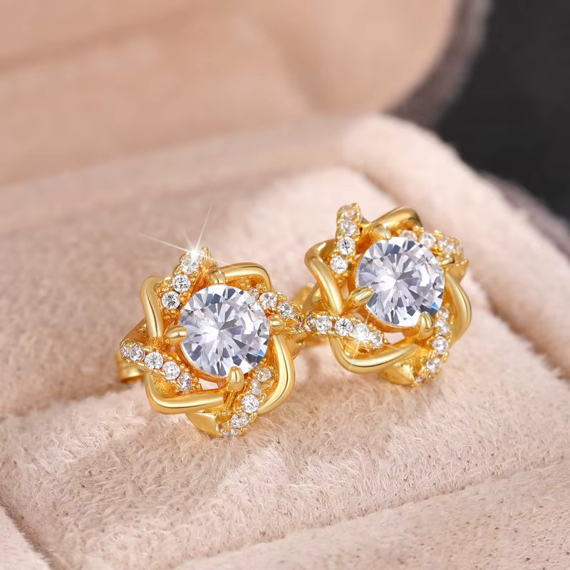 Huitan Ohrstecker, Gold, Zirkonia, Damen - Bild 2