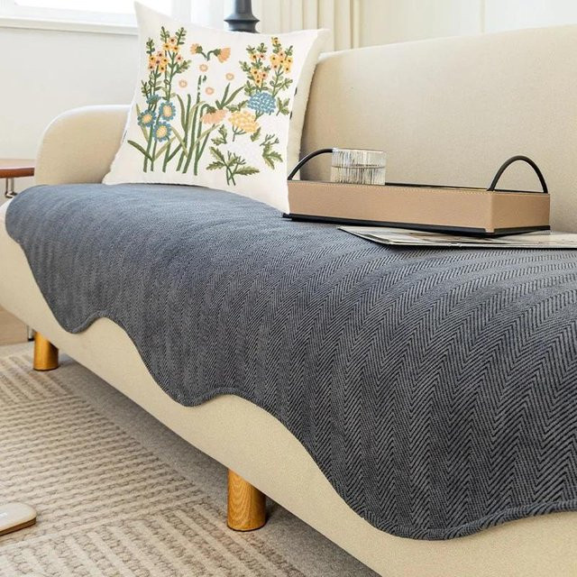 Rutschfester Chenille-Sofabezug für L-förmige Sofas in Grau, Universal-Schonbezug für alle Jahreszeiten, Breite: 70 cm, Tiefe: 70 cm - Bild 1