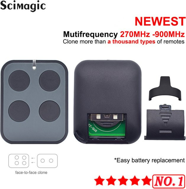 Universeller Garagentor-Fernbedienungs-Replikator Scimagic-RC mit mehreren Frequenzen 280–868 MHz und 433,92 MHz, fester und Rolling-Code-Klon in Schwarz und Grau - Bild 1