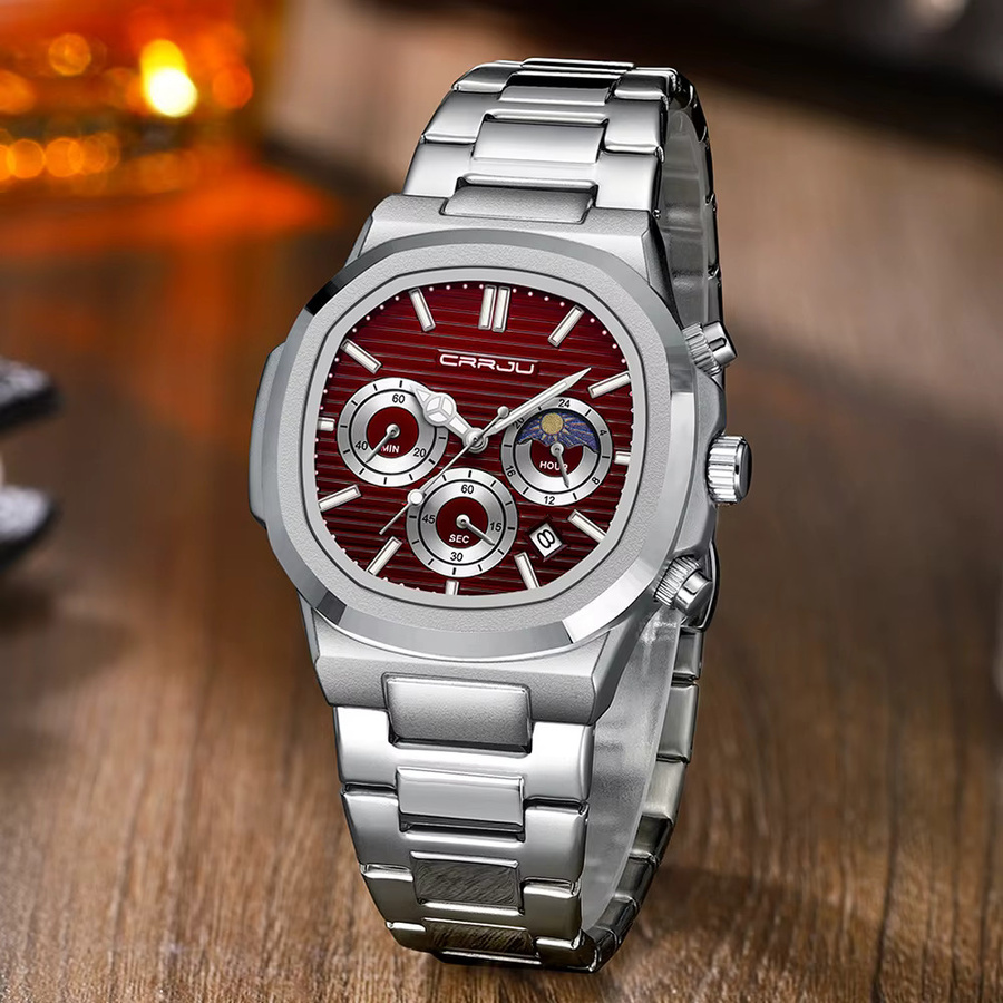 CRRJU Chronograph, Quarz, Edelstahl, Schwarz, Herren - Bild 5