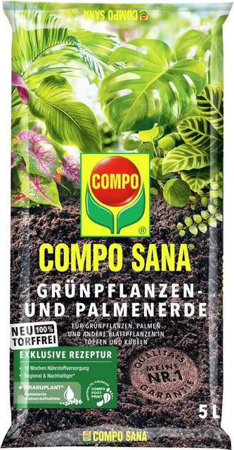 Compo Sana Torffreie Grünpflanzen- und Palmenerde mit Bimsstein für Grünpflanzen, Palmen und Farne - Bild 1