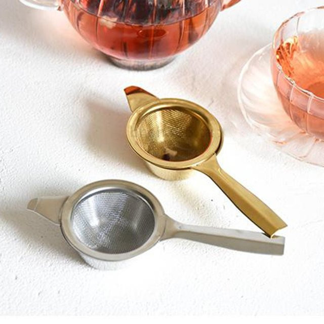 Feines Teesieb aus Edelstahl mit Griff und Mesh-Sieb für Kongfu-Tee in Silber oder Gold - Bild 1