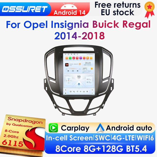 OSSURET Android 14 Autoradio mit 9,7 Zoll Vertikalbildschirm für Opel Insignia und Buick Regal (2014 - 2018), Multimedia-Player mit GPS, Wireless Carplay, Android Auto, 4G, Bluetooth und 360-Kamera, Schwarz - Bild 1