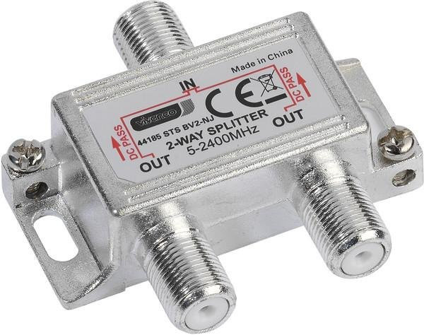 Vivanco SAT Universal-Antennenverteiler 2-fach in Silber (48117) - Bild 1