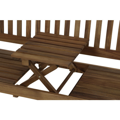 Siena Garden Pisa 3-Sitzer Gartenbank aus geöltem Akazienholz und Aluminium mit Armlehnen, B/H/T: 150 x 104 x 66 cm, grau/braun - Bild 2