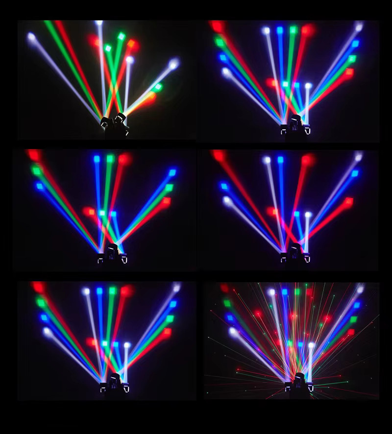 GVT 4-Arm Mini Moving Head Bühneneffektlicht mit LED RGBW Beam, Laser und Strobe, Schwarz - Bild 4