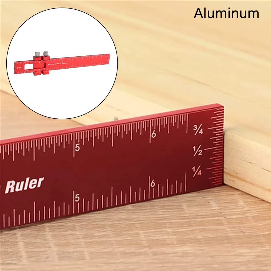 Tiefenmesser Set aus Aluminiumlegierung für die Holzbearbeitung, Markierungsschiebelehre und Scribe-Lineal, Farbe: Rot, 3 Stück - Bild 5