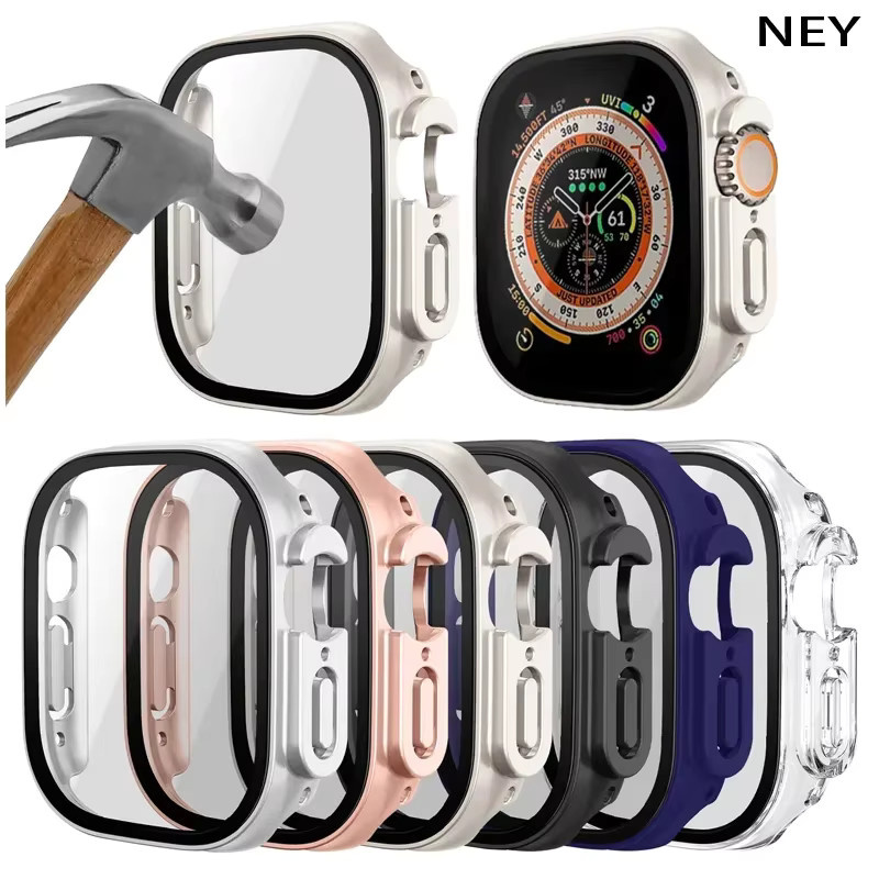 Hülle für Apple Watch Ultra, 49 mm, PC-Stoßstange, Displayschutzfolie, light Green13 - Bild 2
