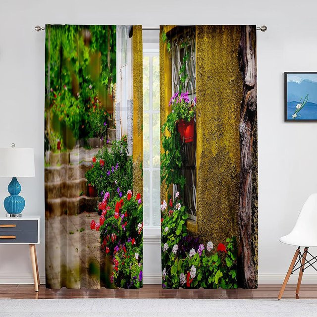 Transparenter Voile-Vorhang mit floralem Muster von Super Six in Multicolour, Breite: 100 cm, Höhe: 250 cm - Bild 1