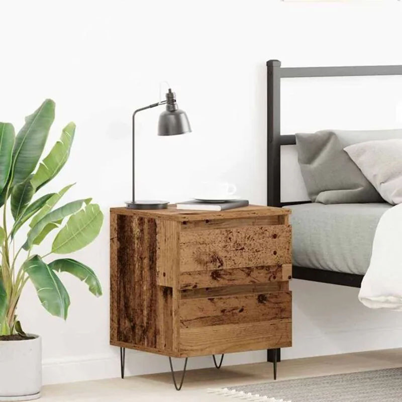 Vidaxl Nachttisch aus Holzwerkstoff in Braun im Modern Industrial Design, B/T/H: 40 x 35 x 50 cm - Bild 1