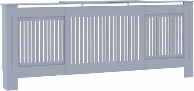 vidaXL Heizkörperverkleidung aus MDF in Grau mit modernem Lattenrost-Design, Höhe: 205 cm, Breite: 81,5 cm, Tiefe: 20,5 cm - Bild 1