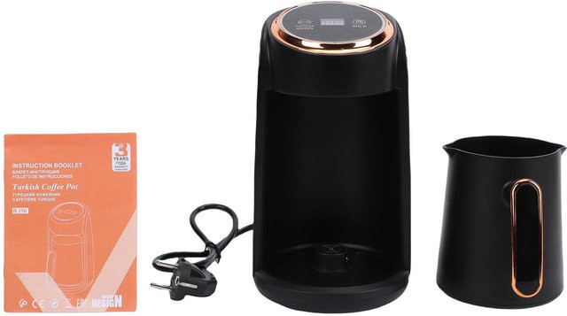 Fishine Elektrische Griechische Kaffeemaschine mit Milchaufschäumer, 600W, 0,5l Tank, Braun - Bild 1