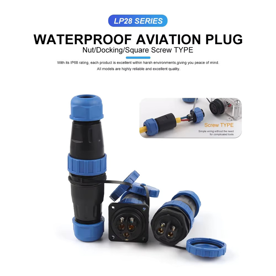 DIY GO LP/SP28 Luftfahrt-Stecker Buchse IP68 wasserdicht in Blau - Bild 2