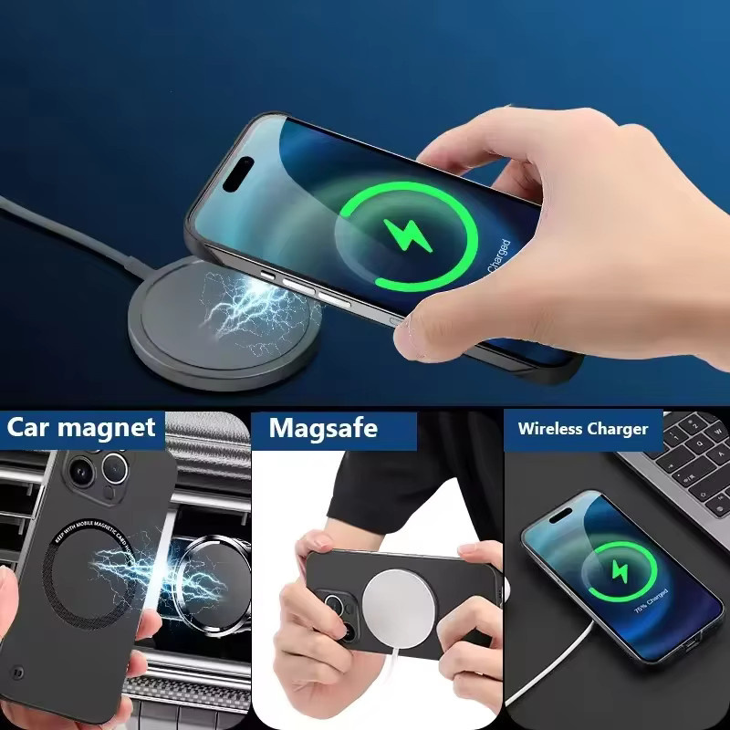 Gusakov MagSafe Magnetische Handyhülle für iPhone 12 bis 16 Pro Max Plus Rahmenlose Ultradünne Stoßfeste PC Schutzhülle in Schwarz - Bild 4