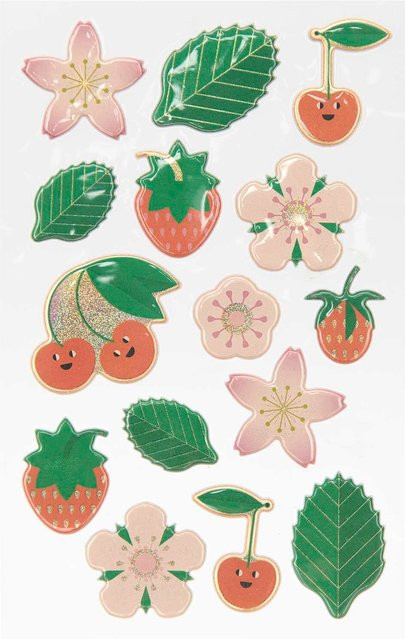 Rico Design Paper Poetry 3D-Sticker mit Erdbeeren und Kirschen, 14 Stück - Bild 1