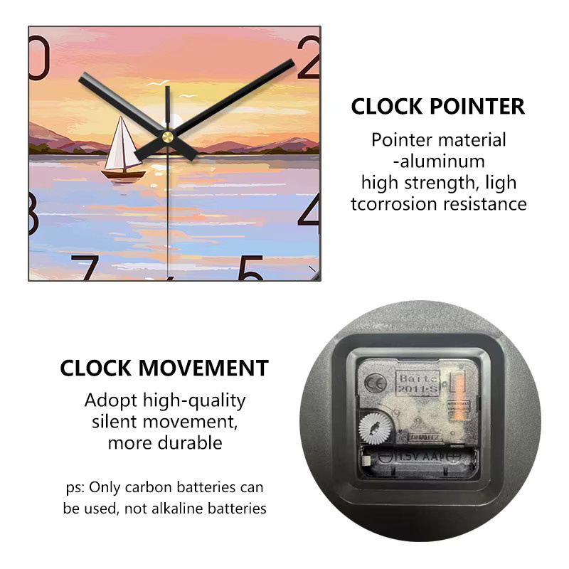 Nordische Wanduhr mit Segelboot-Motiv in Schwarz, geräuschlose runde Kunst-Uhr für dein Wohnzimmer oder Schlafzimmer - Bild 2