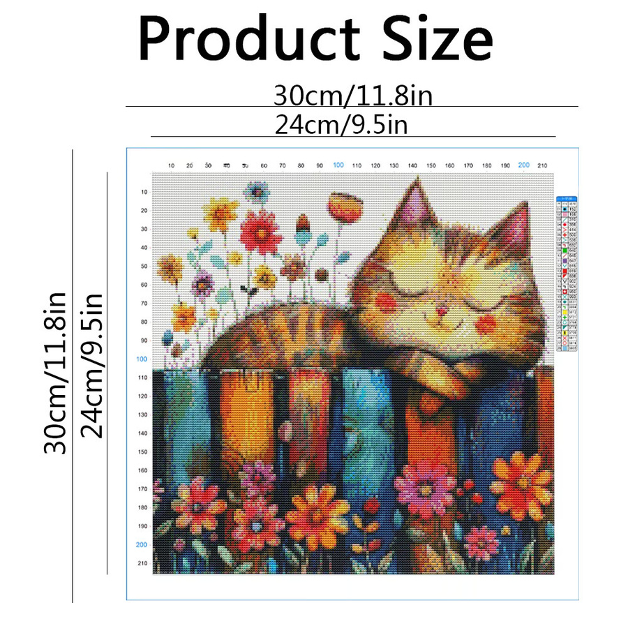 EverShine 5D Kreuzstich Stickerei Set Katze mit Blumen, Multicolour, B/H: 30 x 30 cm - Bild 2