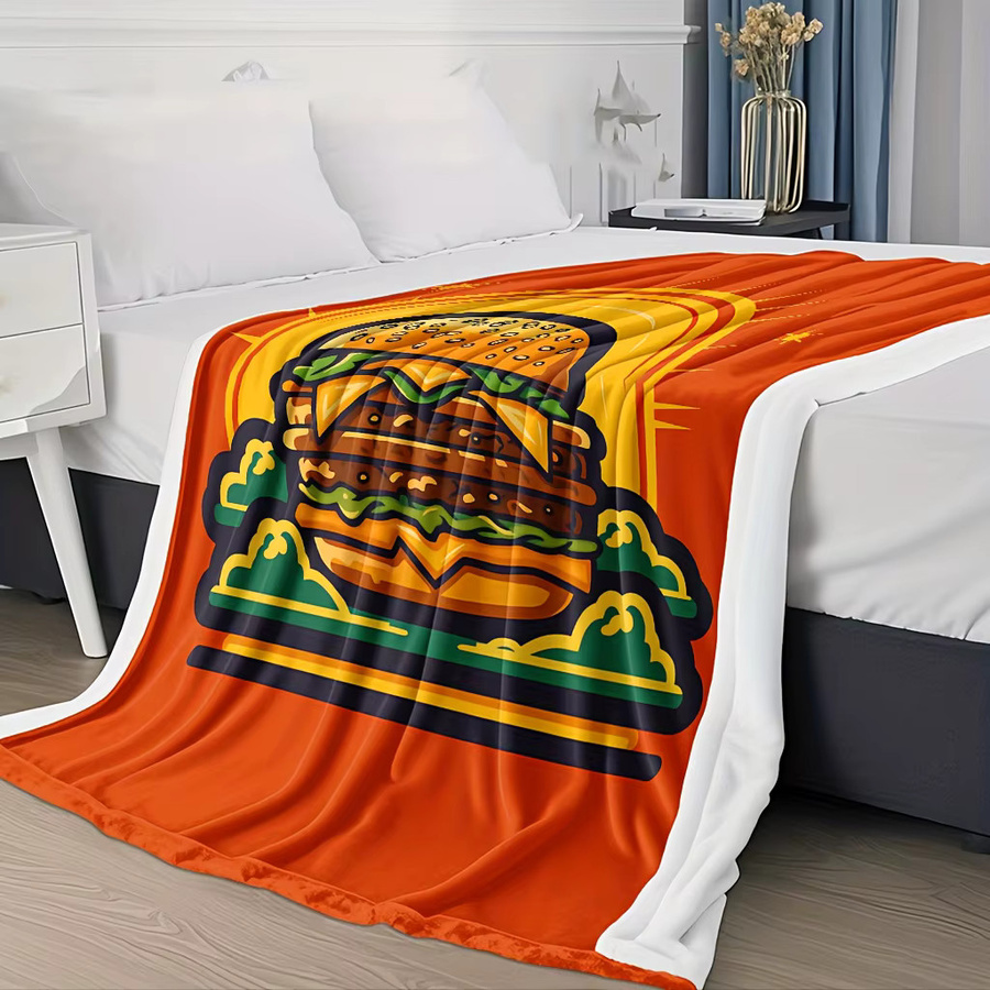 Gesteppte Decke mit Hamburger-Aufdruck in Orange aus Polyester für Erwachsene - Bild 3