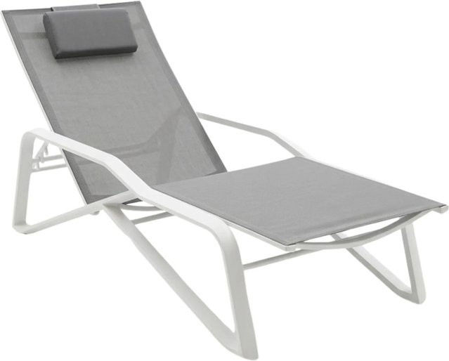 Osoltus VIDA Sonnenliege aus Aluminium mit Textilene und Kissen, Weiß, Verstellbar - Bild 1