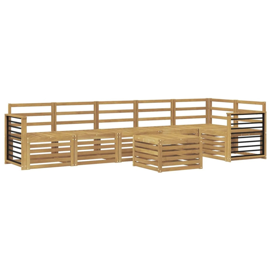 vidaXL Outdoor-Sofagarnitur aus Akazienholz in Weiß, 7-teiliges L-Shape Set mit Tisch und Polstern, B/T/H: 59 x 59 x 37 cm - Bild 2