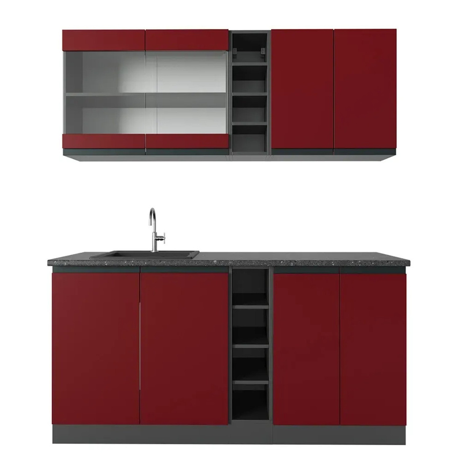 Vicco R-Line Singleküche modern in Rot und Anthrazit, B: 160 cm - Bild 2