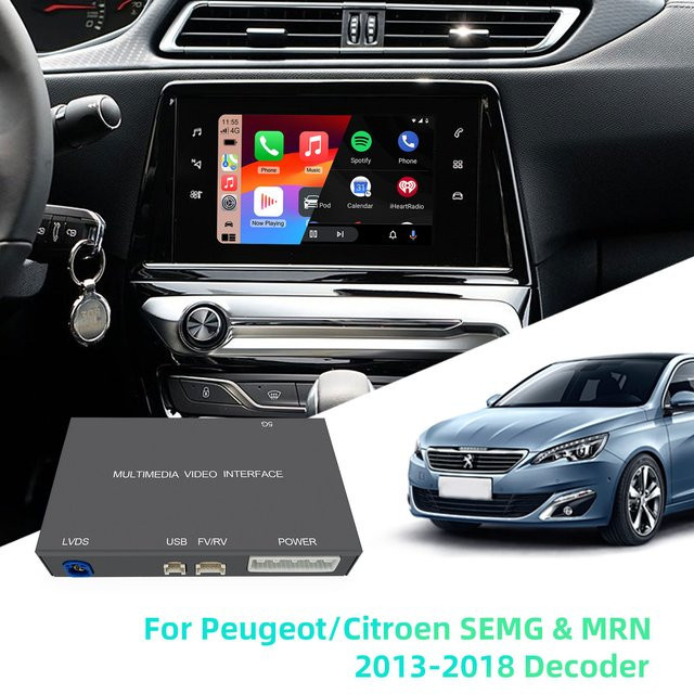 ANYFAR OEM Bildschirm-Upgrade-Decoder-Box für Peugeot und Citroen 2013-2018 mit 7-Zoll-Bildschirm für SMEG/MRN-Systeme inklusive CarPlay und Android Auto in Schwarz - Bild 1